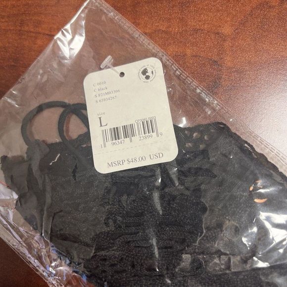 Free People Mariana Crochet Lace Bralette Black FP New With Tags Size Large - Picture 4 of 5